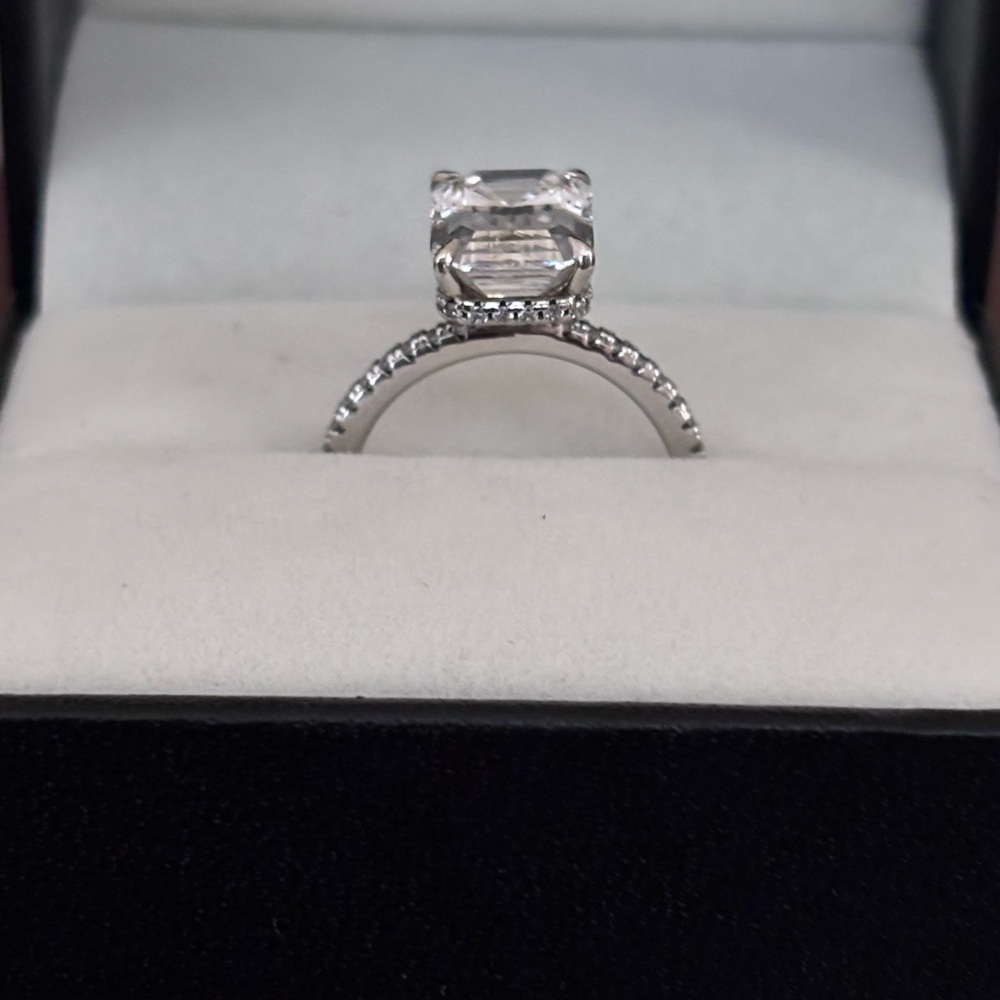 Radiant Silver Emerald-Cut Ring - image 3